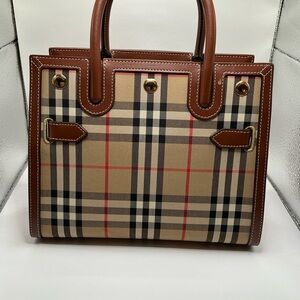 Burberry Tan and Brown Checkered Bag